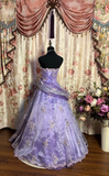 Lilac Strapless A-Line Beading Chiffon Long Prom Dresses Vintage Ball Gowns, HZ0319