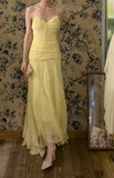 Beauty Prom Dress Light Yellow Spaghetti Straps Pleated Tulle Gala Dress Cocktail Dress Evening Dress HZ0319