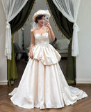 Pretty Wedding Dress Satin Sweetheart Pleated Wedding Dress HZ0319