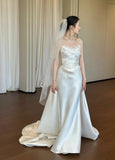 Minimalist Wedding Dress Satin Sweetheart Pleated Wedding Dress HZ0319