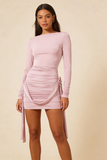 New Arrival Prom Dress Light Pink Boat Neck Gala Dress Evening Dress Cockatail Dress HZ0319