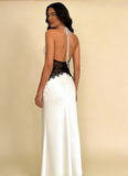 Pretty Prom Dress V-neck Backless Lace Long Evening Dress Gala Dress Party Dress HZ0319