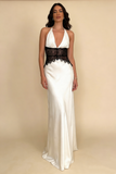 Pretty Prom Dress V-neck Backless Lace Long Evening Dress Gala Dress Party Dress HZ0319