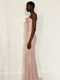 Minimalist Prom Dress Light Pink Strapless Gala Dress Birthday Party Dress Evening Dress HZ0319