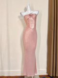 Minimalist Prom Dress Light Pink Strapless Gala Dress Birthday Party Dress Evening Dress HZ0319