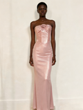 Minimalist Prom Dress Light Pink Strapless Gala Dress Birthday Party Dress Evening Dress HZ0319