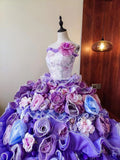 New Arrival Prom Dress Strapless Floral Ruffle Evening Dress Quinceanera Dress Ball Gown HZ0319