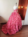 Charming Prom Dress Sweetheart Ruffle Tiered Evening Dress Sweet 16 Dress Ball Gown HZ0319