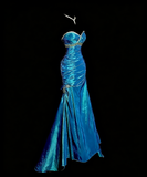 Elegant Prom Dress Blue Sweetheart Pleated Mermaid Gala Dress Evening Dresses Birthday Party Dress HZ0319
