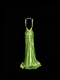 Elegant Prom Dress Lime Green Satin V-neck Pleated Mermaid Formal Dress Evening Dresses Birthday Party Dress HZ0319