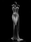 Sexy Satin Prom Dress Spaghetti Straps Beading Mermaid Formal Dresses Evening Dress Gala Gown HZ0319