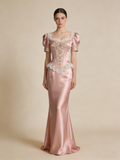Elegant Prom Dress Pink Square Neck Mermaid Gala Gown Birthday Party Outfits Evening Dress HZ0319