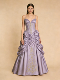 Vintage Prom Dress Purple A Line Spaghetti Straps Pleated Gala Gown Birthday Party Outfits Evening Dress HZ0319