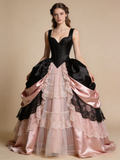 Newest Ball Gown Black Pink Sweetheart Pleated Lace Prom Dresses Quinceanera Dress Evening Gala Gown HZ0319