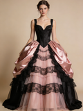 Fashional Ball Gown Black Pink Sweetheart Pleated Lace Prom Dresses Quinceanera Dress Evening Gala Gown HZ0319