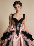 Stunning Ball Gown Black Pink Sweetheart Pleated Prom Dresses 17th Dress Evening Gala Gown HZ0319