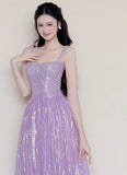 Sparking Prom Dress Light Purple Spaghetti Straps Gala Dress Evening Gown Birthday Party Outfits HZ0319