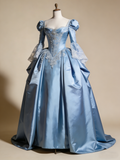 Chic Ball Gown Light Blue Sweetheart Lace Evening Gala Gown Prom Dresses Quinceanera Dress HZ0319