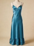 Elegant Prom Dress Satin Spaghetti Straps Pleated Gala Dress Evening Gown Cocktail Outfits HZ0319