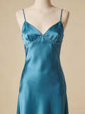 Elegant Prom Dress Satin Spaghetti Straps Pleated Gala Dress Evening Gown Cocktail Outfits HZ0319