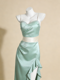 Pretty Prom Dress Satin Sweetheart Ruffle Gala Evening Gown Dress Birthday Party Outfits HZ0319