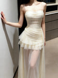 Stunning Prom Dress Spaghetti Straps Birthday Party Outfits Pleated Tulle Evening Gown Gala Dress HZ0319