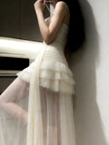 Stunning Prom Dress Spaghetti Straps Birthday Party Outfits Pleated Tulle Evening Gown Gala Dress HZ0319