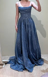 Fashion Prom Dress Navy Blue Spaghetti Straps Pleated Birthday Party Outfits Evening Gown Gala Dress HZ0319