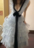 Chic Prom Dress Baby Blue V-neck Polka Dots Gala Dress Evening Gown Birthday Party Outfits HZ0319