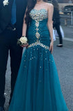 Stunning Prom Dress Sweetheart Pleated Gala Gown Tulle Crystal Evening Dress Birthday Party Outfits HZ0319