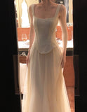 Beauty Prom Dress Spaghetti Straps Tulle Pleated Gala Gown Party Outfits Evening Dress HZ0319