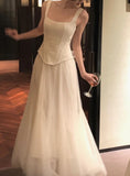 Beauty Prom Dress Spaghetti Straps Tulle Pleated Gala Gown Party Outfits Evening Dress HZ0319