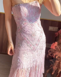 Chic Prom Dress Strapless Beading Evening Dresses Gala Gown Cocktail Outfits HZ0319