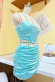 Pretty Homecoming Dress Sweetheart Pleated Two Piece Short Prom Dress Cocktail Outfits Birthday Party Dress HZ0319