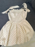 Beauty Homecoming Dress Straps Pleated Polka Dot Short Prom Dress Back to School Outfits Birthday Party Dress HZ0319