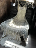 Shiny Prom Dress Spaghetti Straps Tulle Sequins Evening Dress Long Cocktail Outfits Gala Gown HZ0319