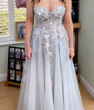 Charming Prom Dress Sweetheart Applique Long Evening Dress Party Outfits Gala Gown HZ0319