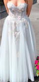 Charming Prom Dress Sweetheart Applique Long Evening Dress Party Outfits Gala Gown HZ0319