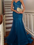 Pretty Prom Dress Spaghetti Straps Pleated Tulle Long Gala Gown Evening Dress Party Outfits HZ0319