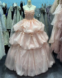 Sweet Ball Gown Sweetheart Pleated Floral Quinceanera Dress Evening Dress Gala Prom Gown HZ0319