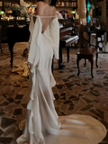 Beauty Prom Dress White Off Shoulder Pleated Blackless Gala Gown Evening Dress Birthday Party Outfits HZ0319