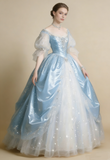 Gorgeous Ball Gown Light Blue Crew Neck Tulle Pleated Quinceanera Dress Evening Dress 18th Birthday Prom Gown HZ0319