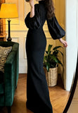 Elegant Prom Dress Black High Collar Sheath Gala Gown Evening Dress Formal Outfits HZ0319