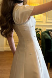 Elegant Prom Dress A Line Square Neck Beading Formal Outfits Gala Gown Evening Dress HZ0319