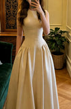 Chic Prom Dress A Line Crew Neck Pleated Gala Gown Formal Outfits Evening Dress Graduation Dress HZ0319