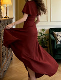 Pretty Prom Dress A Line Wine Red Slit Gala Gown Formal Outfits Evening Dress Graduation Dress HZ0319