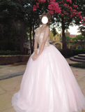Sparkling Ball Gown Light Pink Sweetheart Tulle Evening Dress Quinceanera Dress 18th Birthday Prom Gown HZ0319