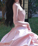 Pretty Ball Gown Light Pink Strapless Beading Pleated Evening Dress Quinceanera Dress 18th Birthday Prom Gown HZ0319