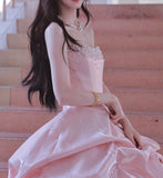 Pretty Ball Gown Light Pink Strapless Beading Pleated Evening Dress Quinceanera Dress 18th Birthday Prom Gown HZ0319