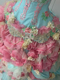 Colorful Ball Gown Strapless Floral Evening Dress Quinceanera Dress 18th Birthday Prom Gown HZ0319
